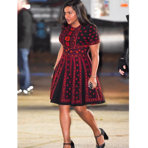 Alexander McQueen $2445 Flower Jacquard Knit Silk Dress in Red Black Size Small - Picture 3 of 15